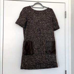 Tibi brown mid length dress with leather pockets